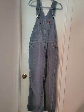 Striped Denim Overall Jumper - Blue & White Stripped